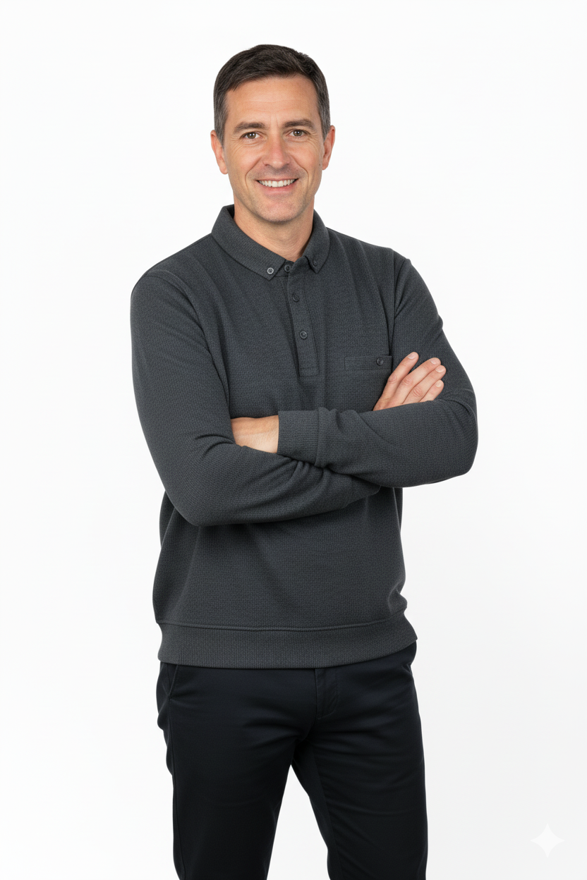 Oppland Erkek Kışlık Kazak Polo Yaka Oxford Fleto Cepli Dokulu Rahat Kesim Tam Kalıp